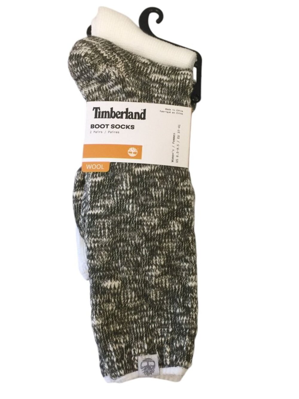 Timberland Ladies Wool Blend Boot Socks Size 6-5-9.5 Off White Olive Set of 2